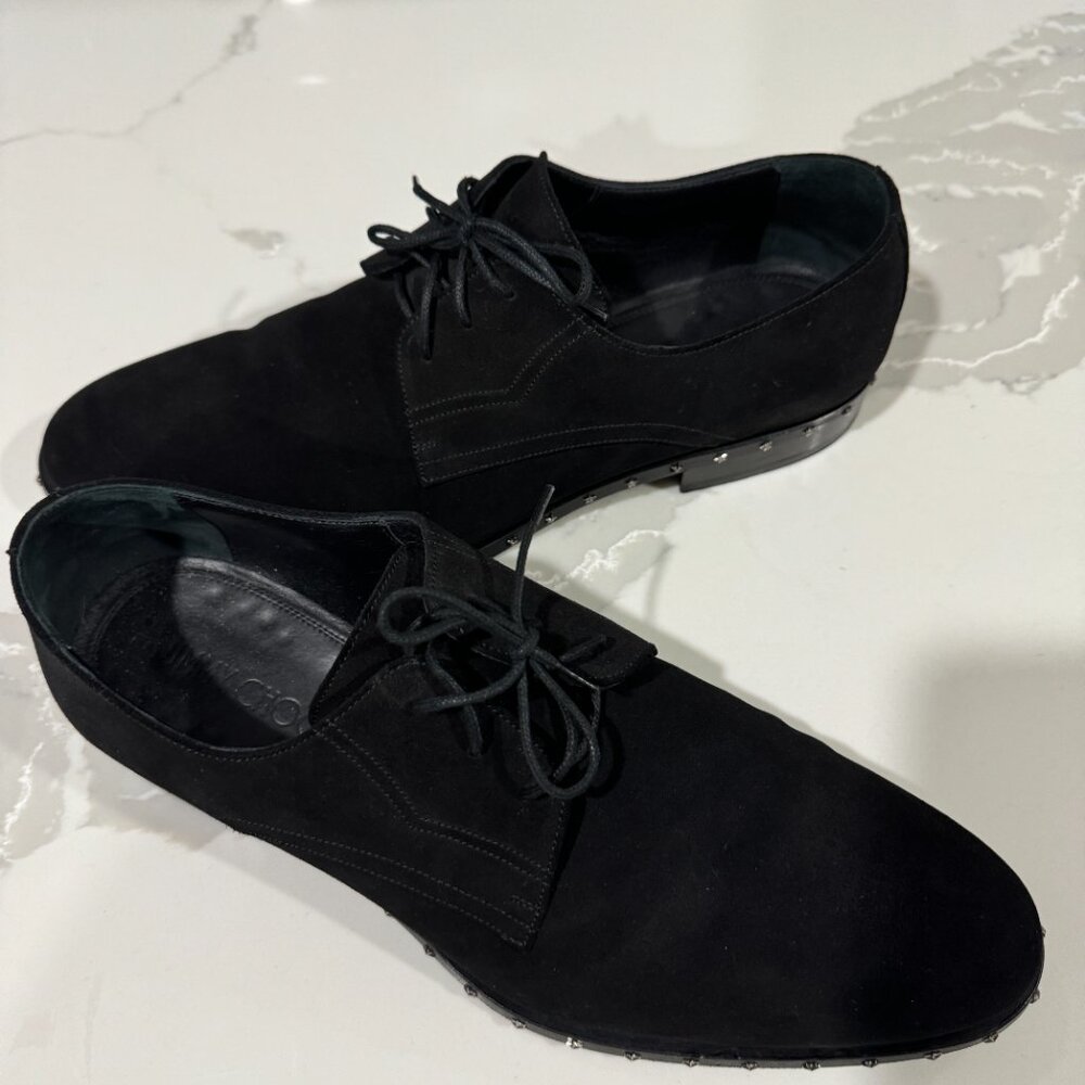 JIMMY CHOO Mens Axel Black Suede Studded Oxfords Size EU 44/ US 11 - Picture 13 of 17